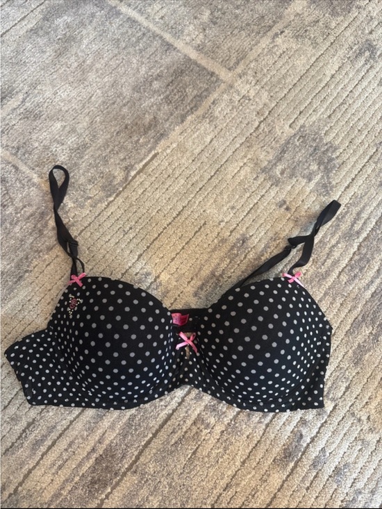 Betsey Johnson Other - Betsey Johnson Black Polka Dot Bra with bling Pink Accents 36B